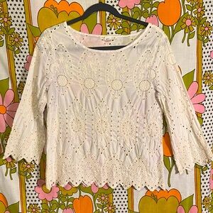 Boho Lace Eyelet Blouse